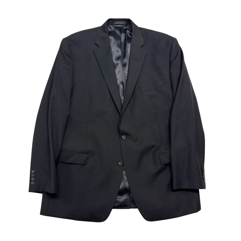 Ralph Lauren 46L Black Blazer Jacket Sport Suit Coat All Season Wool Two Button